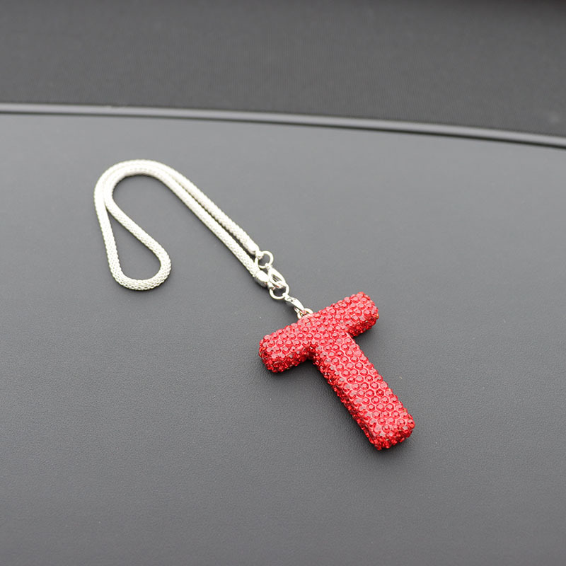 Letter bow clay car interior accessories pendant ladies rhinestone car rearview mirror pendant pendant