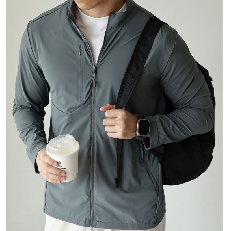 Men's summer ultra-thin ice silk sun protection jacket, breathable quick-dry sports coat, men's stand-up collar jacket Men's summer ultra-thin ice silk sun protection jacket, breathable quick-dry sports coat, men's stand-up collar jacket