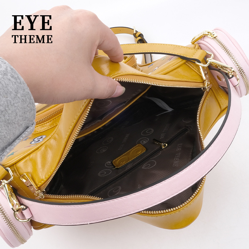 Tendencia 2025 hombres y mujeres a través de la impresión de mano extraña bolsos de hombro de gran capacidad para viajar estudiantes 2751 #