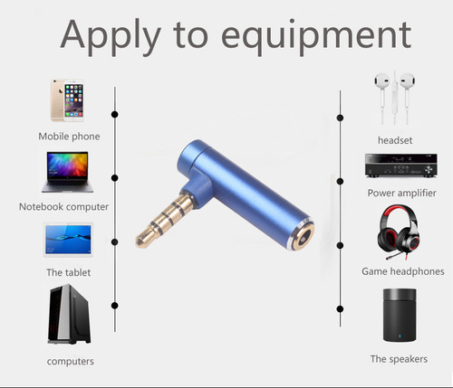 Cross-border aluminum alloy shell gold-plated plug 3.5mm male to female 90 degree turning head mobile phone computer adapter