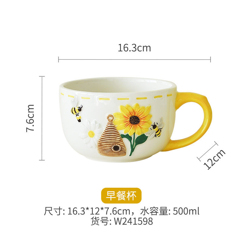 Fabricantes al por mayor de cerámica girasol cubiertos diarios una variedad de diseño pintado a mano tazas tetera decoración ornamental