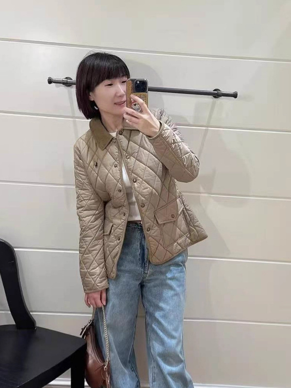 柜上3K+！老钱风小马刺绣菱格棉服灯芯绒翻领轻薄保暖夹克外套女|undefined