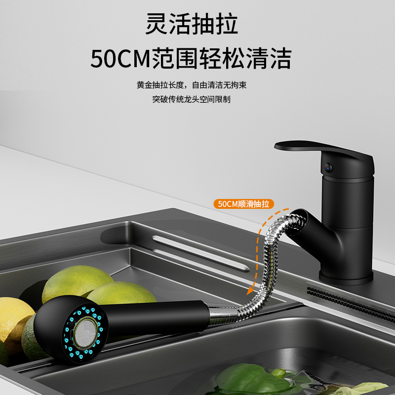 Transfronteriza grifo de la cocina aleación de zinc de cobre extraíble caliente y fría retráctil fregadero grifo de fábrica al por mayor