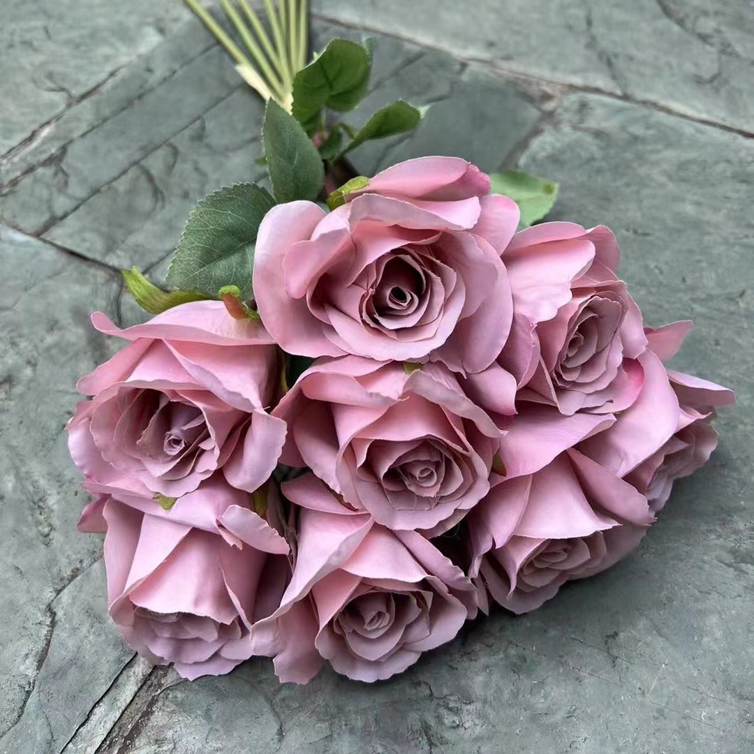 Simulación del Día de San Valentín rosa fabricante 3 sola rama multi-cabeza rosa decoración de la boda flor falsa al por mayor