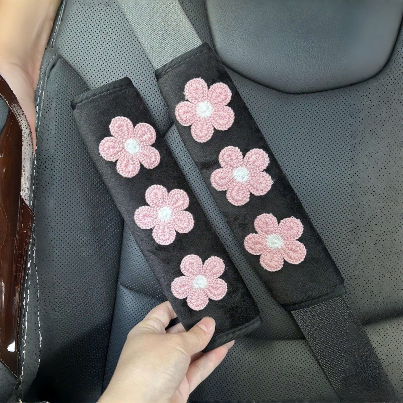 Car Seat Belt Shoulder Cover Flower Car Soft Anti-Strangle Protective Cover Lady Goddess Car Interior Decoration