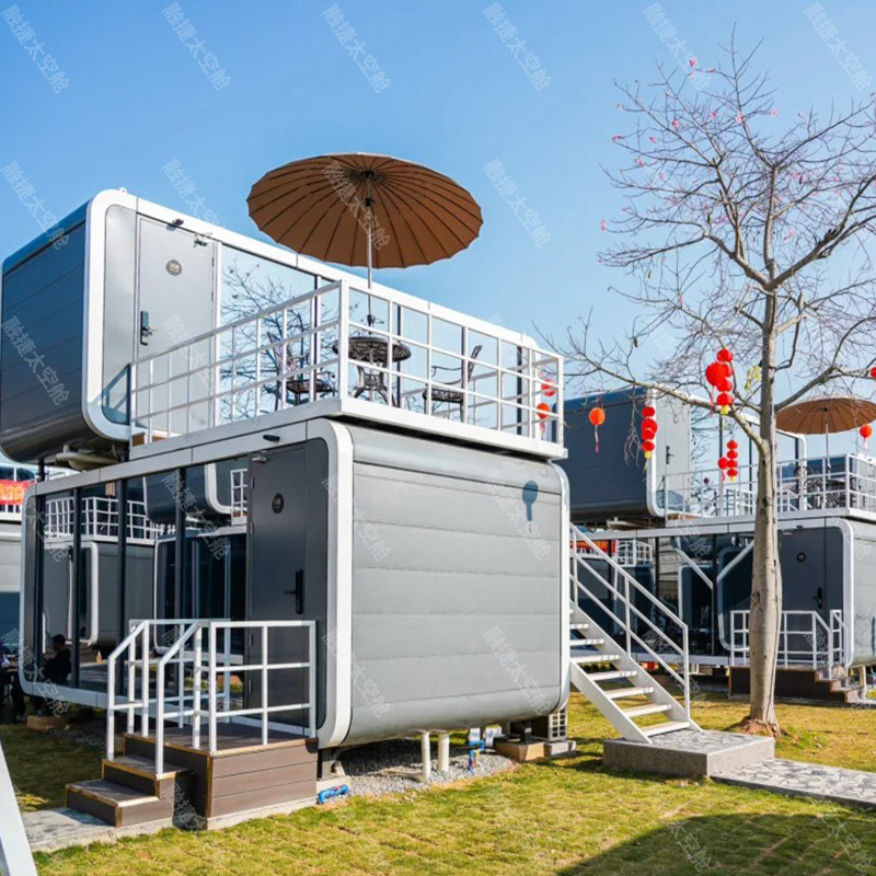 Rongjie Casa modular Cápsula espacial Sala móvil Cabina de manzana de doble capa B & B Habitación de cielo estrellado Sala de sol Sala de actividades