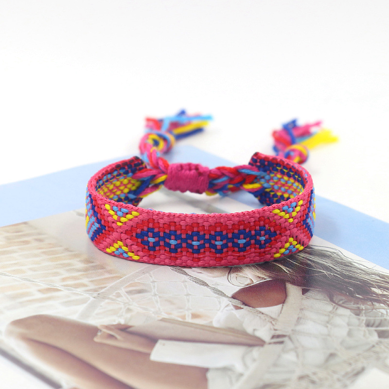 Nueva Cruz-frontera popular de color bohemio tejido pulsera fans correa de muñeca pulsera de la Amistad artística