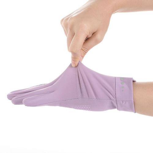 Sun protection gloves, thin, quick-drying ice silk fabric, non-slip, breathable, ice-feel for couples while driving, honeycomb leakage for two fingers L0