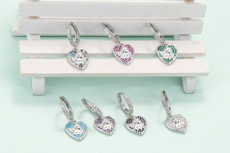 Housewarming, Anniversary, Business, Wedding, Travel, Birthday, Festival Occasion Fashion Micro-inlaid Zircon Little Angel Pendant Heart Earrings Wholesale Nihaojewelry
