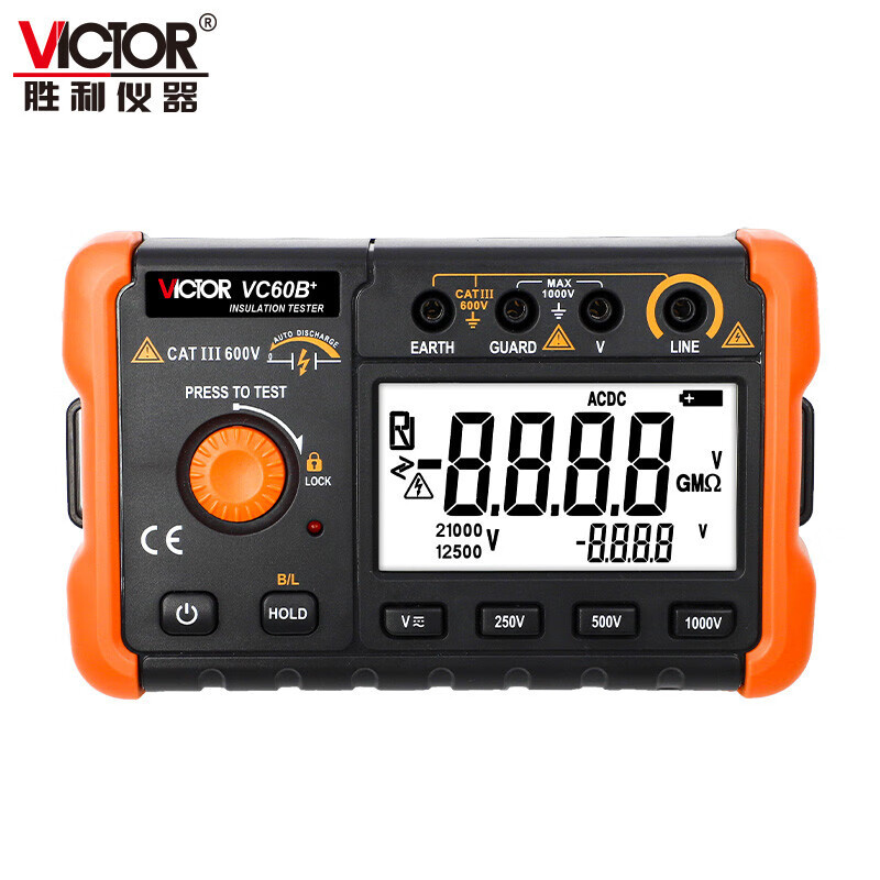 2022款胜利VC60B+ /60D+绝缘电阻测试仪数字摇表兆欧表1000/2500V