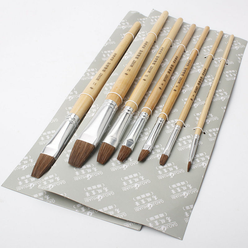 Set, brush, gouache, chalk, 6 pieces
