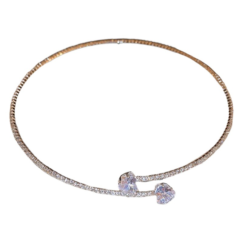 Dongdaemun circón de doble capa collar de gota de agua de la muchacha caliente dulce fresco estilo gargantilla collar nicho de alta calidad accesorios del collar