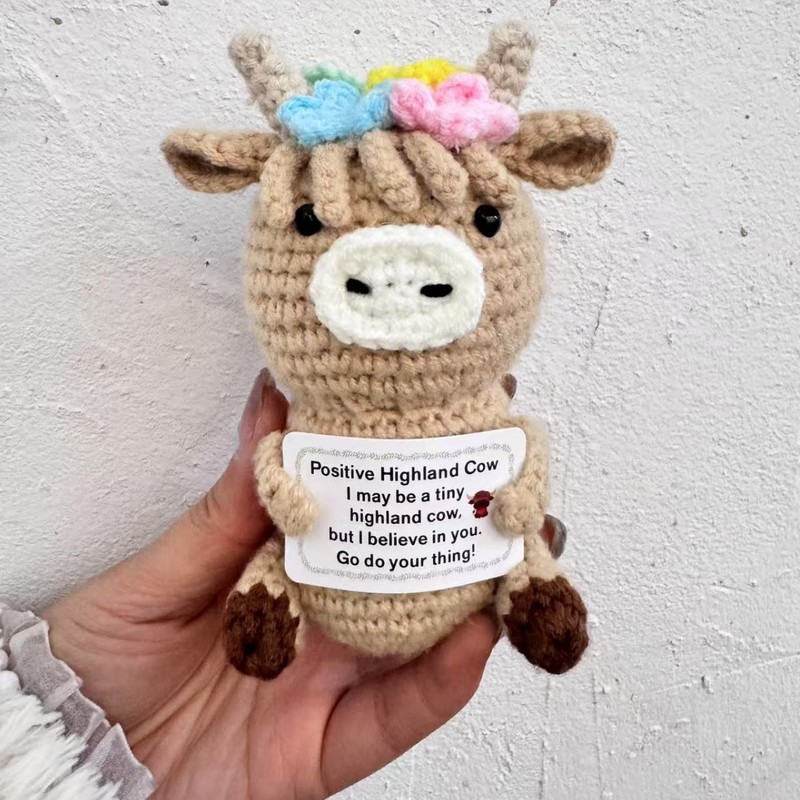 Amazon新品Highland Cowプラスパワーハイランド牛人形手作りかぎ針編み感情癒し置物|undefined