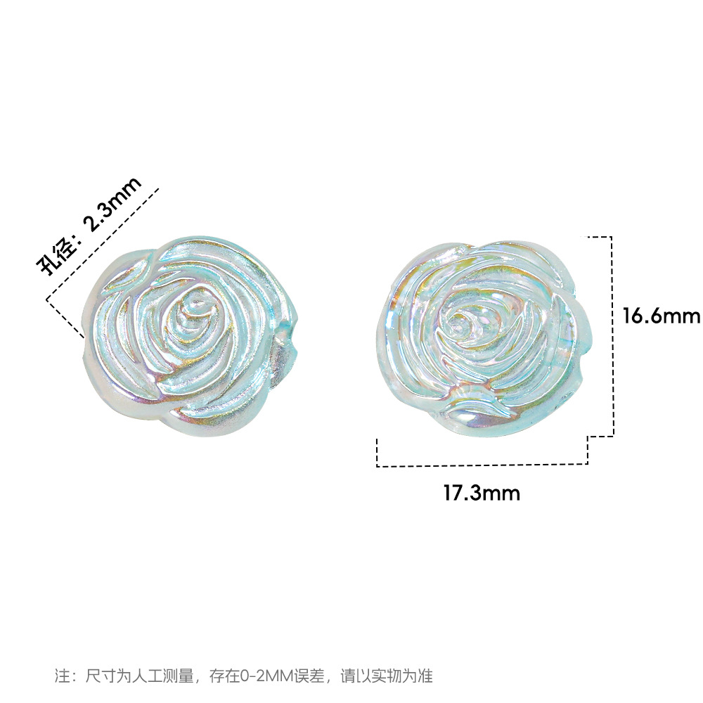 Cuentas de resina iridiscentes transparentes de doble cara con forma de rosa, efecto glaseado, para accesorios de colgantes de cadena de teléfono DIY, venta al por mayor