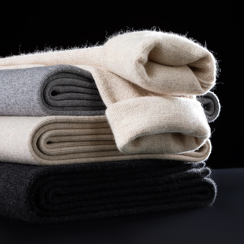 Quần cashmere nam mùa đông dày ấm, dáng ôm cao cấp — màu đỏ của nam giới