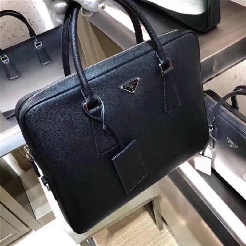 P Lada Men's Removable Shoulder Strap Single Zipper Saffiano Leather Briefcase Laptop Bag 0891-1 P Lada Men's Removable Shoulder Strap Single Zipper Saffiano Leather Briefcase Laptop Bag 0891-1