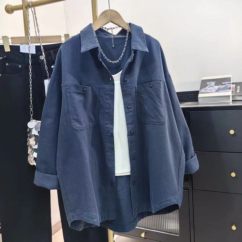 Rose Red Denim Shirt for Women, Long-Sleeved, 2026 Spring and Autumn New Korean Style Casual Loose Design Top Jacket Trendy Rose Red Denim Shirt for Women, Long-Sleeved, 2026 Spring and Autumn New Korean Style Casual Loose Design Top Jacket Trendy