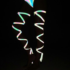 2024 New Arrival Colorful Reflective Leggings Strap: Sexy Hollowed-Out Cross Design with Long Straps—Perfect for European and American Nightclubs & Stage Performances