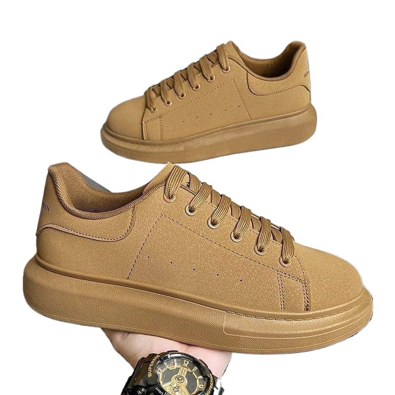 Aumentar la altura de los zapatos blancos de suela gruesa para hombres y mujeres 2026 nuevos zapatos de skate deportivos de cuero para estudiantes zapatos casuales simples parejas image 6