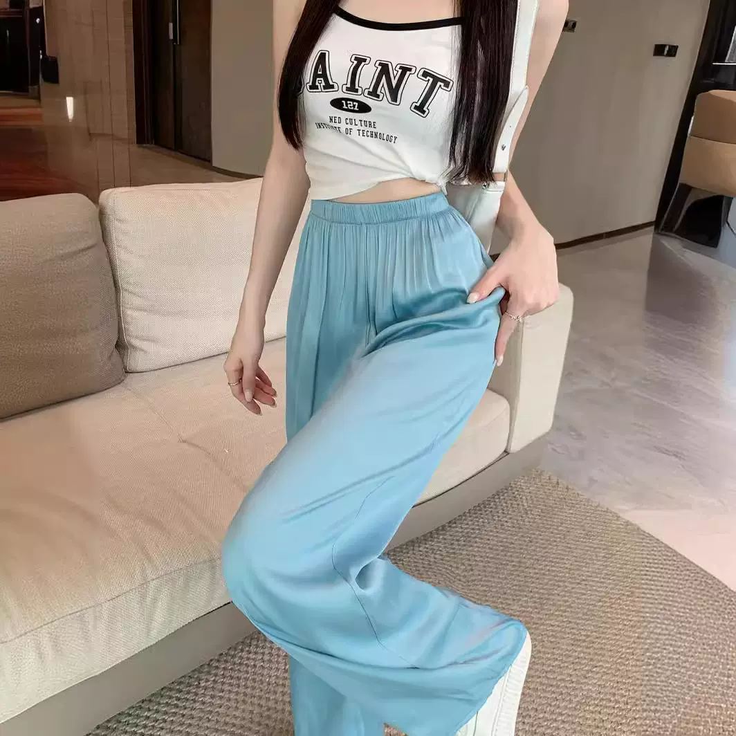 松弛感海岛风麻花凉凉裤子女夏薄款休闲舒适长裤遛弯神裤家居度假