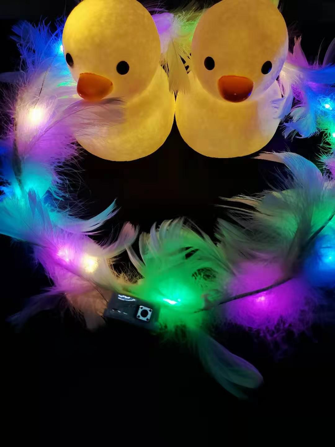 Nuevo alargado luminoso ganso pluma Garland hadas Ángel LED linterna Garland tocado Internet celebridad noche mercado al por mayor