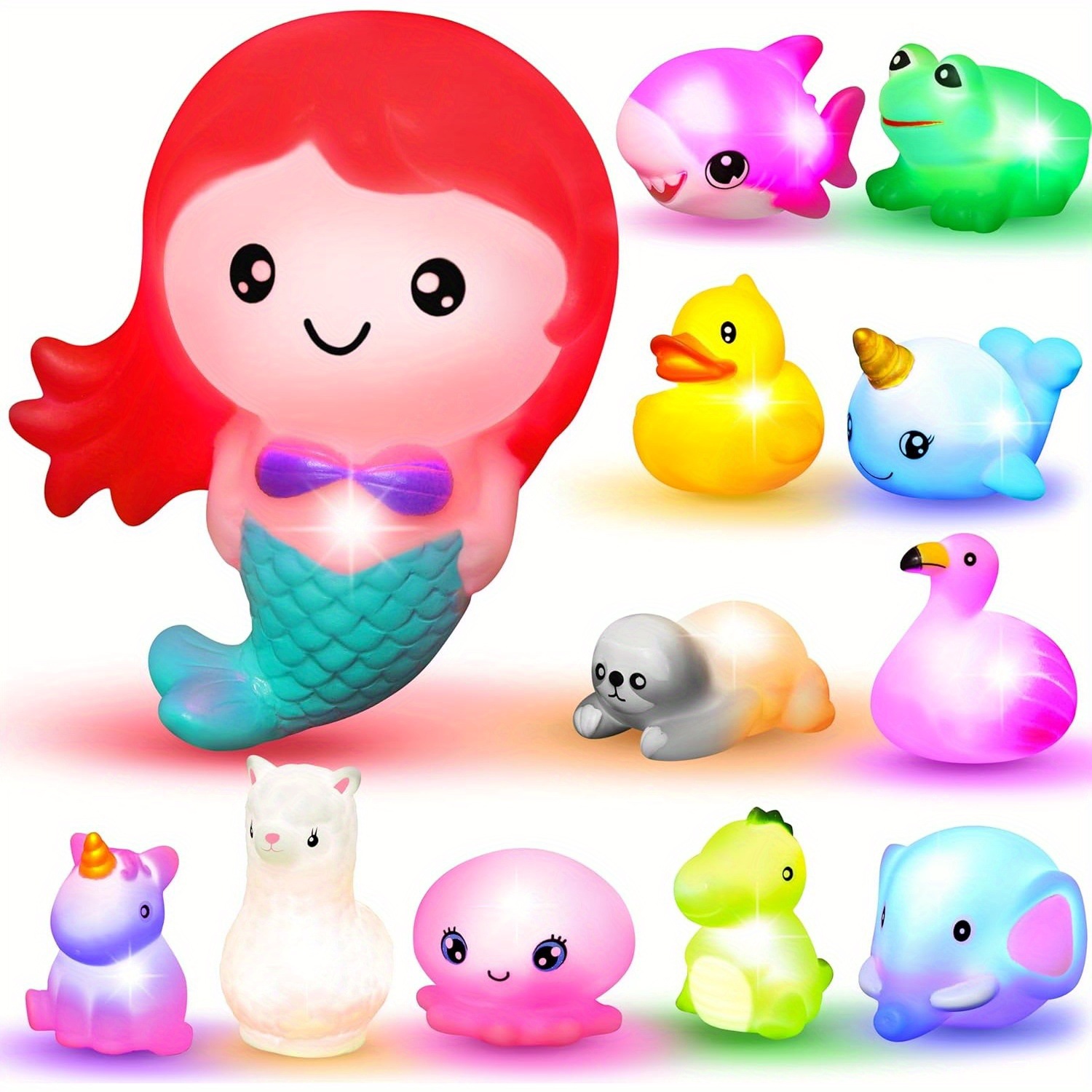 Light Up Light Up Bath Toys 2/6/8/12pcs Rubber Flashing跨境