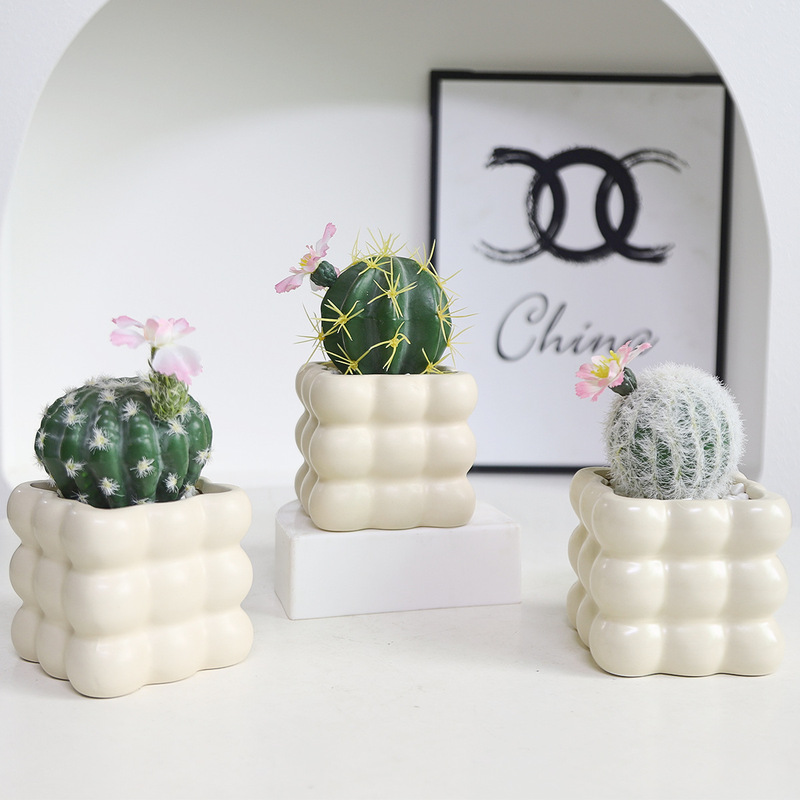 Living Room Bedroom Desktop Decoration Succulent Cactus Bonsai High-End Realistic Office Fake Green Plant Ceramic Ornaments