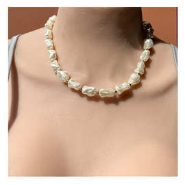 欧美风时尚不规则异形珍珠饰品三件套 跨境个性女式项链 19620