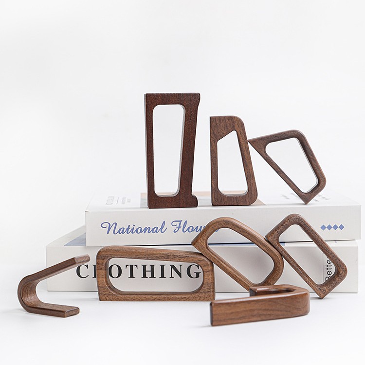 Black walnut handle flat cup handle ceramic tea cup bamboo accessories high-grade glass universal handle customization