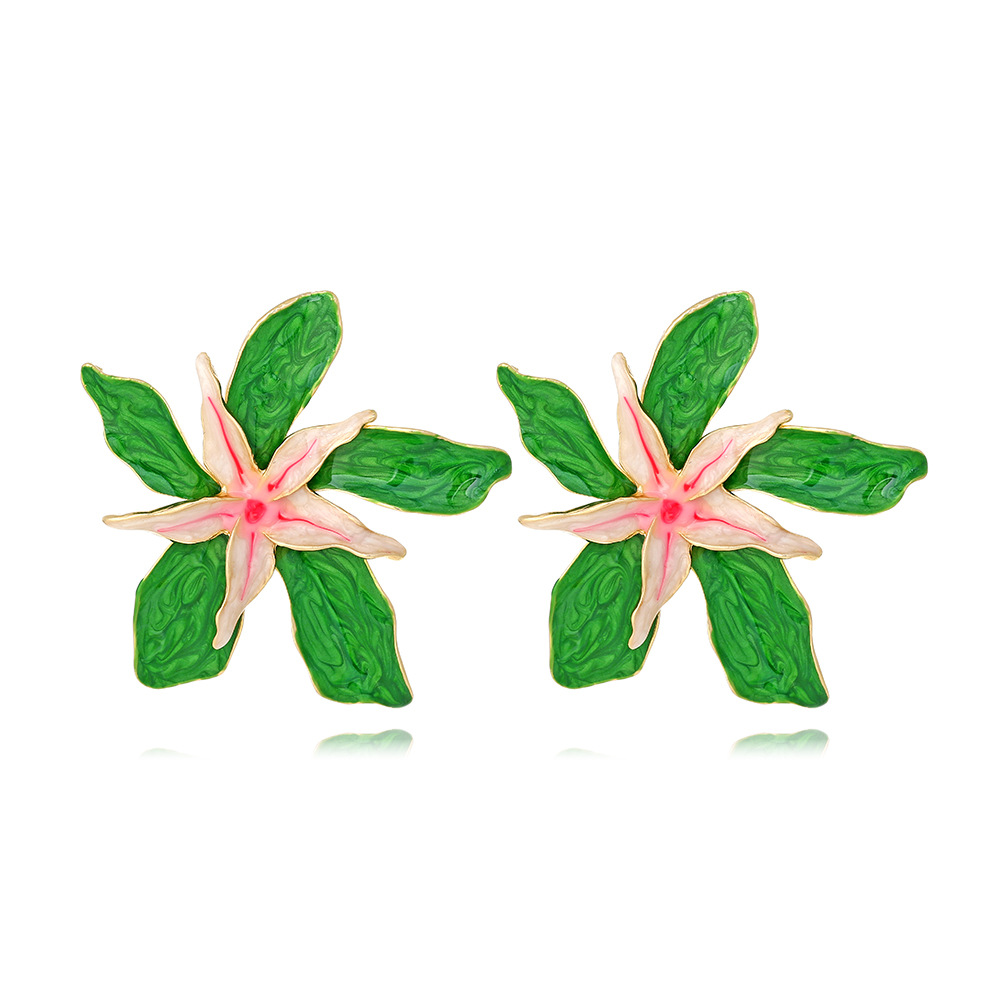 1 Pair Casual Flower Enamel Zinc Alloy Ear Studs display picture 2