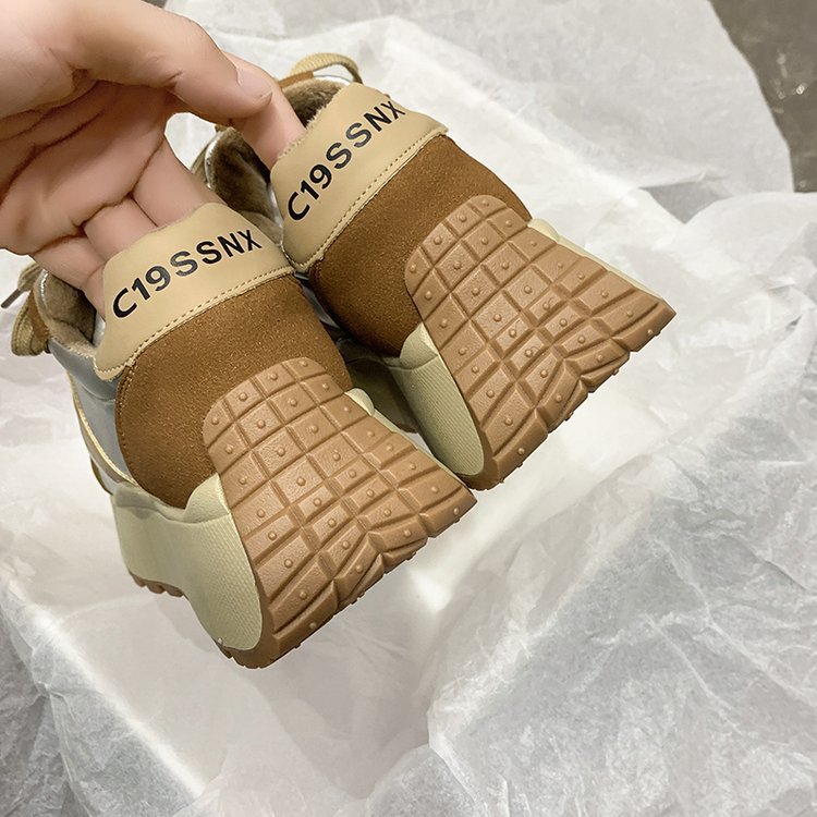 Winter Plus Samt Echtes Leder Waffel Wald Schuhe frauen 2023 Herbst Neue Dicke Sohle Erhöht Freizeit Sport Moral Training_voghion.com