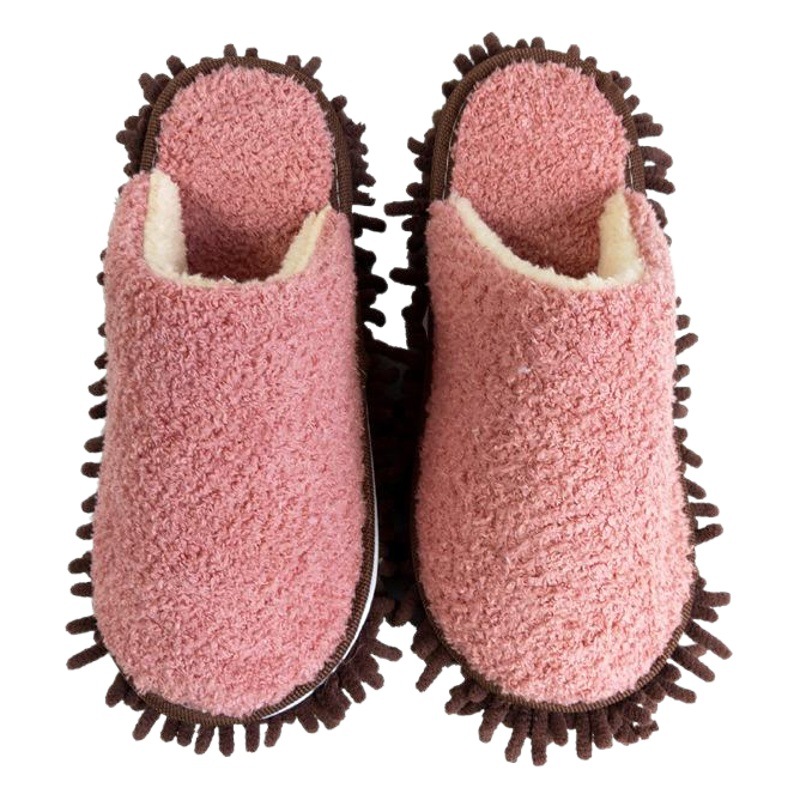 Transfronterizo japonés Corea del Sur simple serie forrada de lana engrosada invierno perezoso trapear zapatillas desmontables image 1