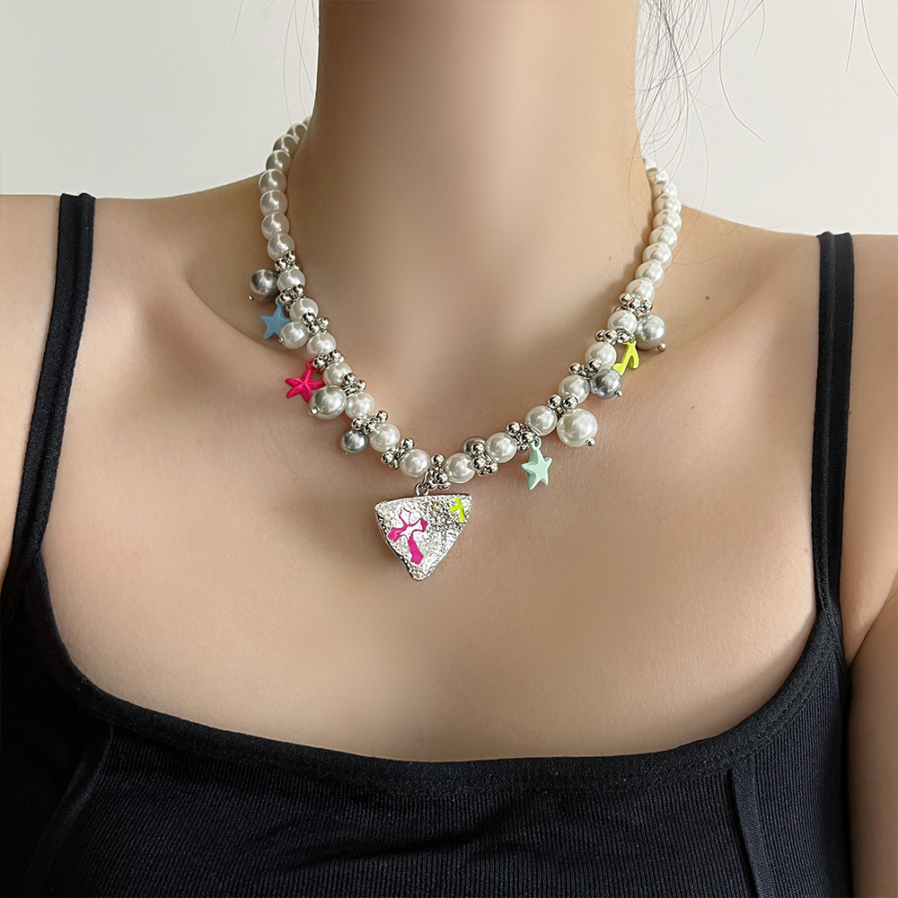 Geometric Star Elegant Lady Modern Style Acrylic Imitation Pearl Alloy Multi Charms Necklace Wholesale display picture 4