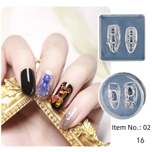 Online celebrity nail machine bear Angel silicone soft film three-dimensional love carved nail mold fast hand TikTok special