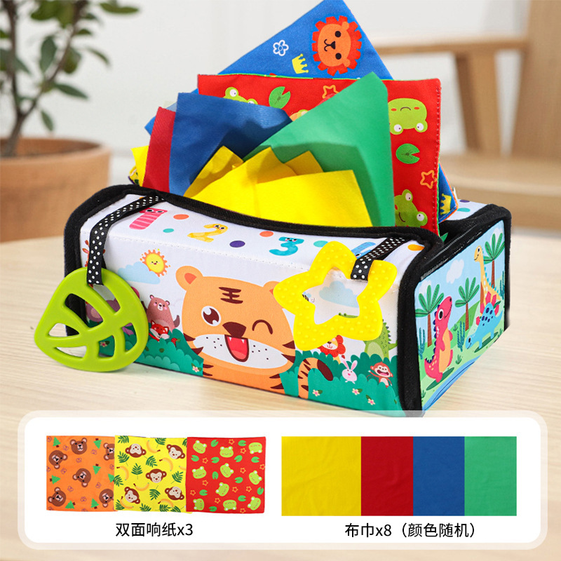 Caja de pañuelos harem transfronterizo libro de tela dos en uno Bebé simulación papel dibujo coche colgando bolsa juguete bebé juguete