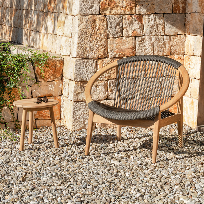 Sofá de patio para exteriores, resistente al agua y al sol, muebles de ocio para hoteles y resorts, sofá de teca para terraza y jardín.