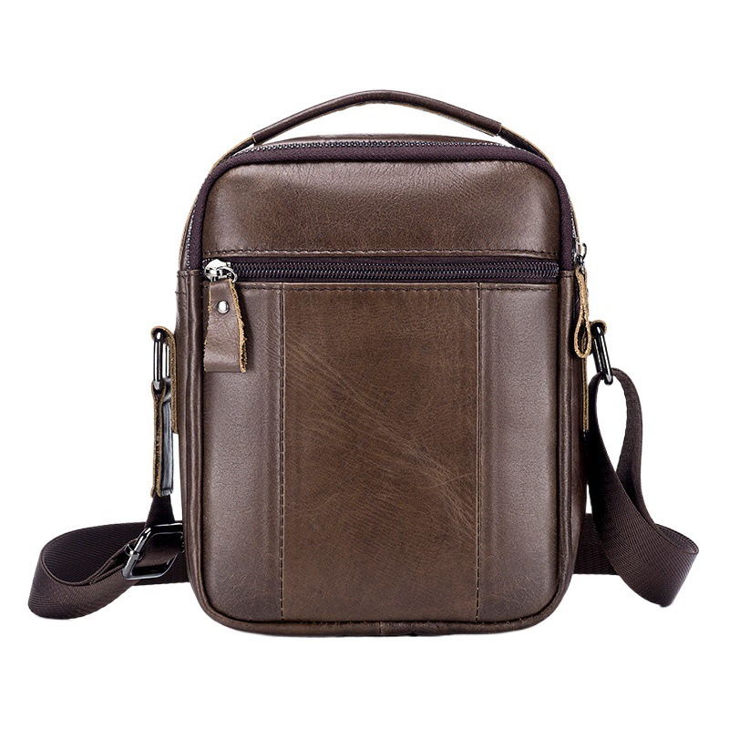 Viejo León primera capa de piel de vaca bolsa de mensajero de los hombres de comercio exterior de múltiples funciones de Europa y América moda bolso de los hombres 2024 Nuevo