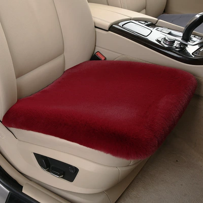 Cushion Winter Plush Single-Piece Seat: Wool pad - upgraded-modelfour-layers-of-thickening-one-burgundy-single-seat