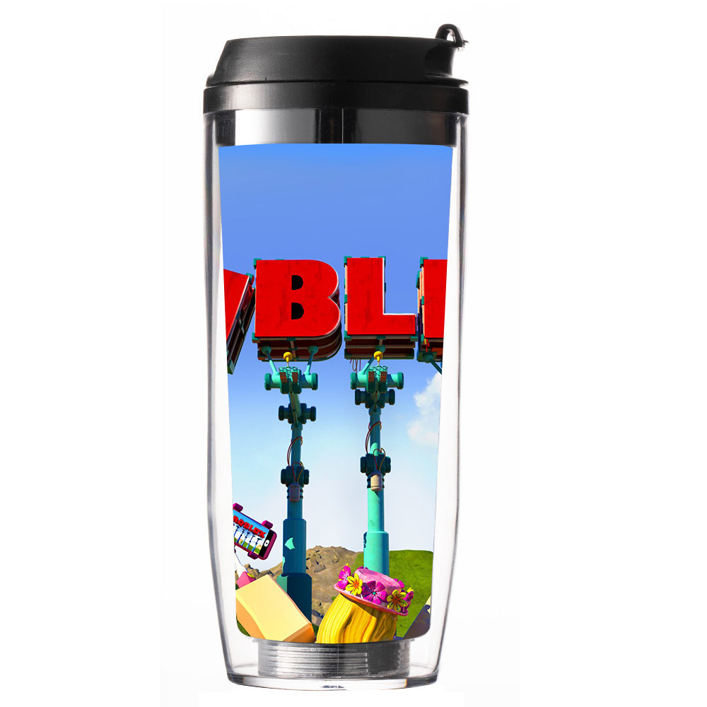 ROBLOX吸管杯遊戲周邊雙層塑料曲線杯學生隨行杯隔熱水杯子