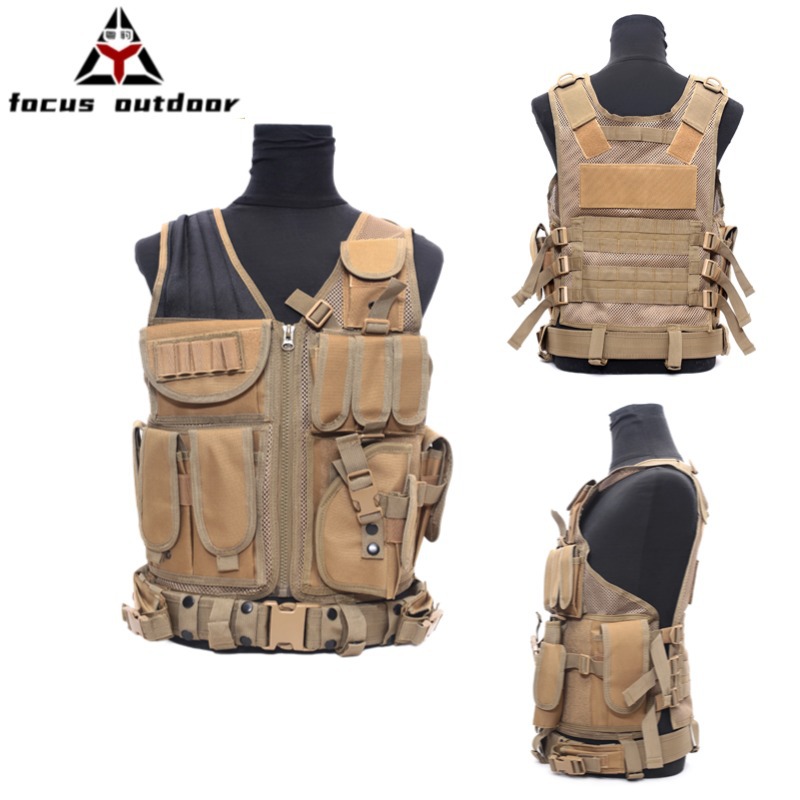 Camuflaje al aire libre táctico chaleco anti-desgarro material multifuncional chaleco táctico resistente al desgaste