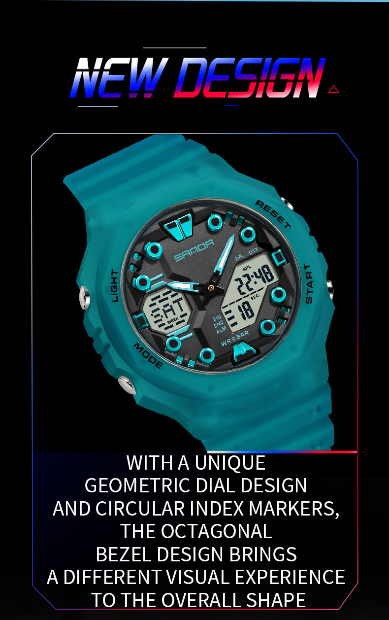 Sanda Sanda 6200 Orologio elettronico Esplosioni Sveglia multifunzionale Orologio impermeabile Orologio Cool Beginning Orologio per studenti delle scuole superiori_voghion.com