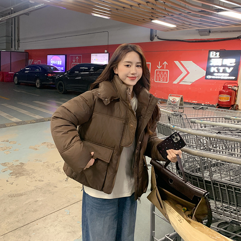 Inventario 2025 nuevo abrigo de algodón de plumón de mujer estilo coreano suelto abrigo de pan corto con capuchón grueso abrigo de invierno image 6