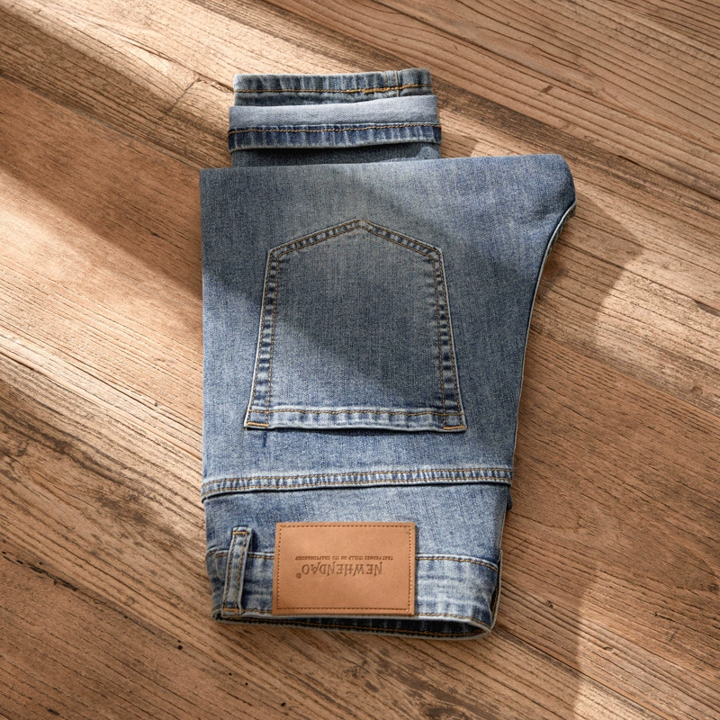 Осенняя тенденция эластичных джинсов для отдыха, slim fit, свободный прямой крой