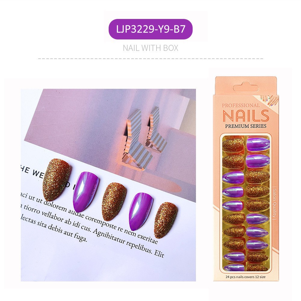 Uñas postizas largas europeas y americanas, uñas postizas puntiagudas largas, pegatinas de uñas con diseño de pico de águila, en caja, con brillo mate.