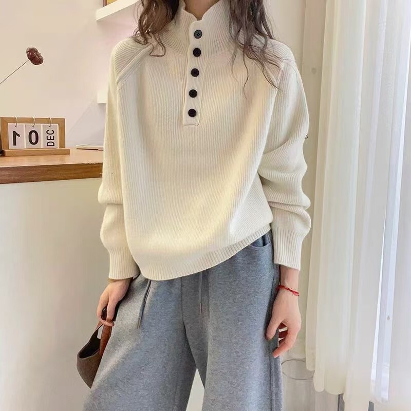 Cross-Border Korean Version 2025 Autumn and Winter New Pure Color Half Turtleneck Knitwear Literary Retro Fashion Knitwear for Women to Wear Outside Cross-Border Korean Version 2025 Autumn and Winter New Pure Color Half Turtleneck Knitwear Literary Retro Fashion Knitwear for Women to Wear Outside