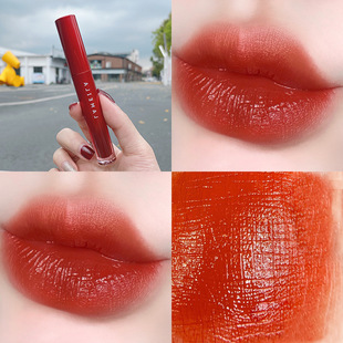 Red Tube Lip Glaze Velvet Matte Matte Rotten Tomato Color Whitening Not Easy to Fade Lip Gloss Lipstick Lip Gloss Affordable for Students