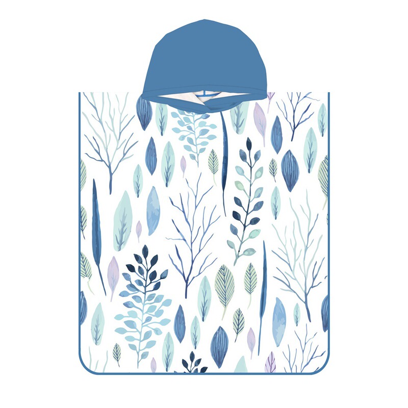 Eucalyptus leaf adult hooded bathrobe absorbent quick-drying beach towel swimming sports double-sided printed cloak bathrobe