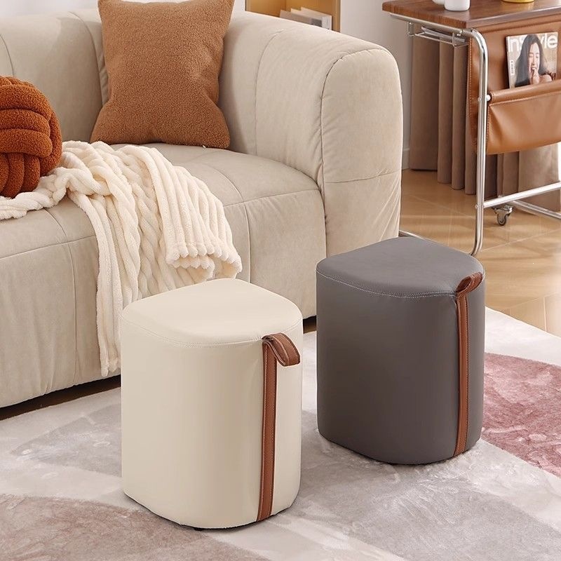 Modern Minimalist Household Stool, High-End Round Stool, Sofa Shoe-Changing Low Stool, Living Room Dressing Table Makeup Chair