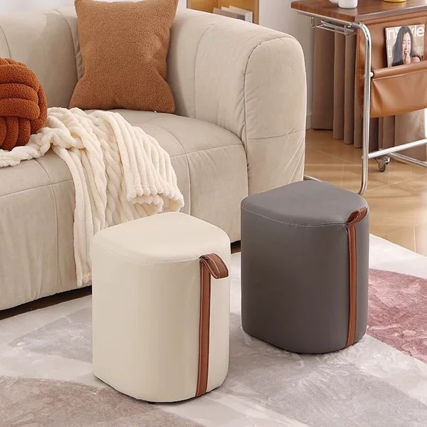 Modern Minimalist Household Stool, High-End Round Stool, Sofa Shoe-Changing Low Stool, Living Room Dressing Table Makeup Chair