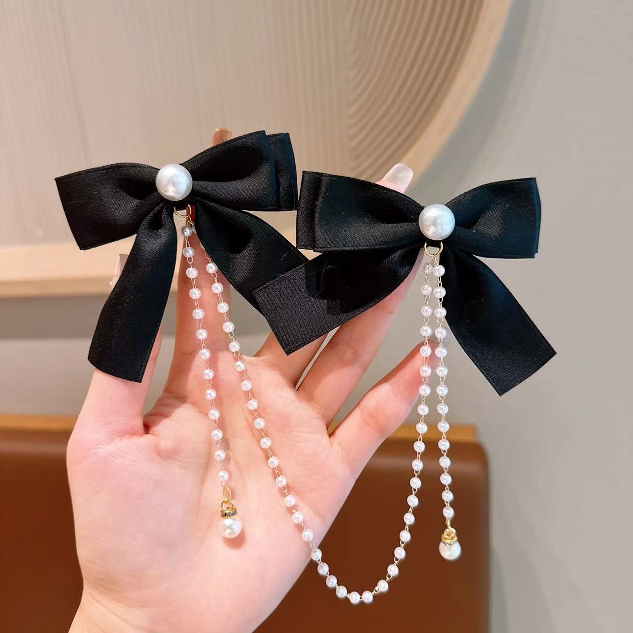 Rojo DE LOS NIÑOS Año Nuevo arco horquilla bebé princesa borla Año Nuevo Niña Accesorios para el cabello niña perla horquilla